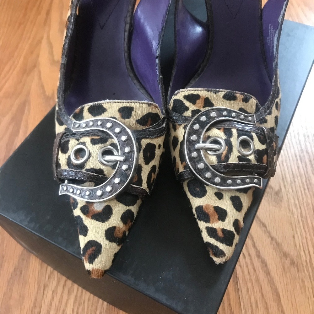 Guess leopard print pointy sling-back shoes sz 9.5
